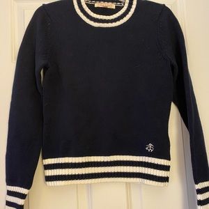 Classic navy blue and white cotton sweater